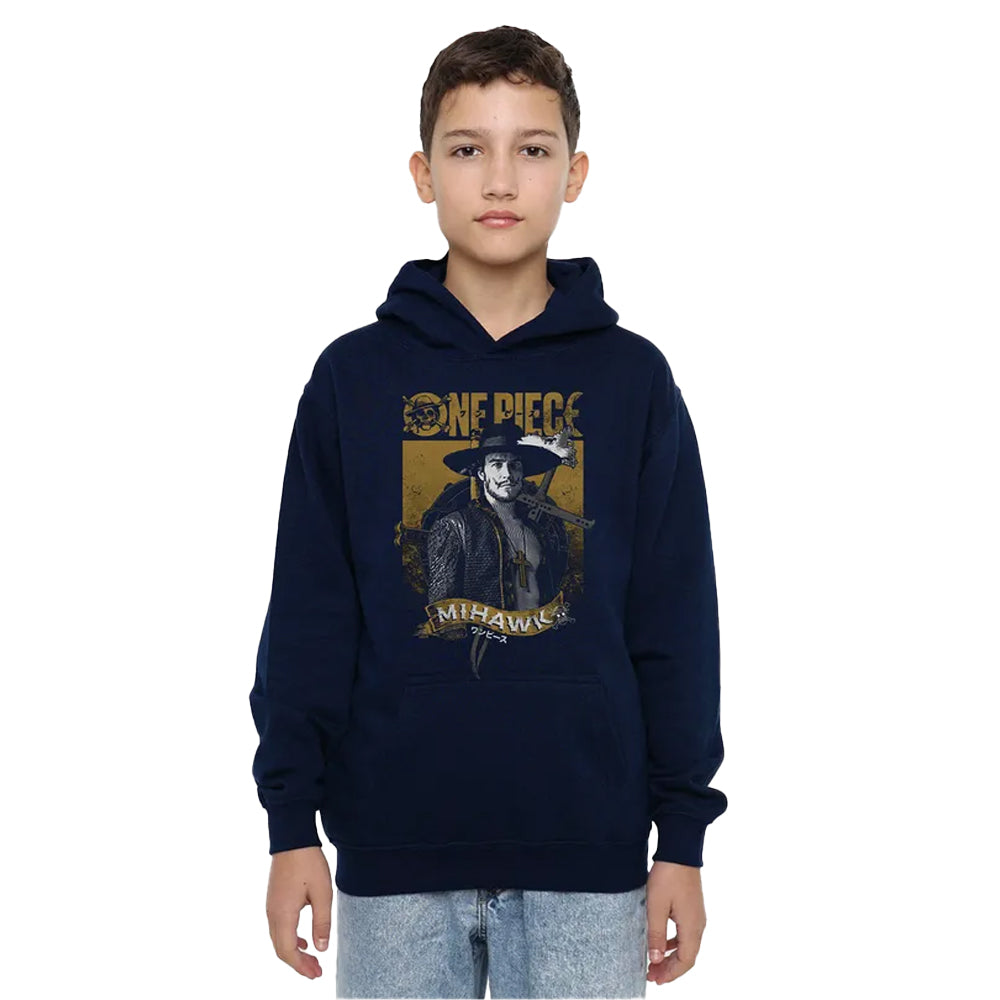 Navy - Lifestyle - One Piece Childrens-Kids Dracule Mihawk Portrait Hoodie