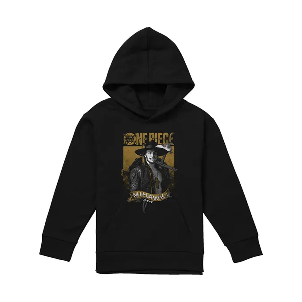Black - Front - One Piece Childrens-Kids Dracule Mihawk Portrait Hoodie