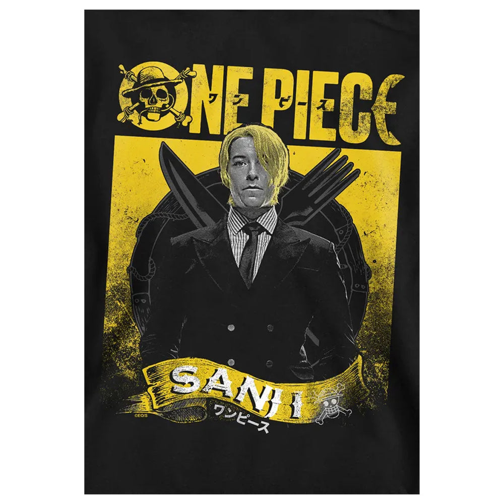 Black - Side - One Piece Live Action Childrens-Kids Sanji Portrait Hoodie