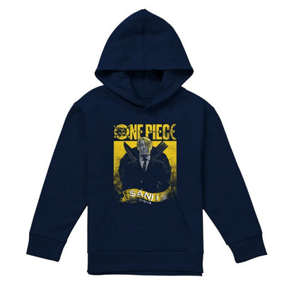 Navy - Front - One Piece Live Action Childrens-Kids Sanji Portrait Hoodie