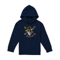 Navy - Front - One Piece Childrens-Kids Jolly Roger Straw Hat Hoodie