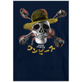 Navy - Side - One Piece Childrens-Kids Jolly Roger Straw Hat Hoodie