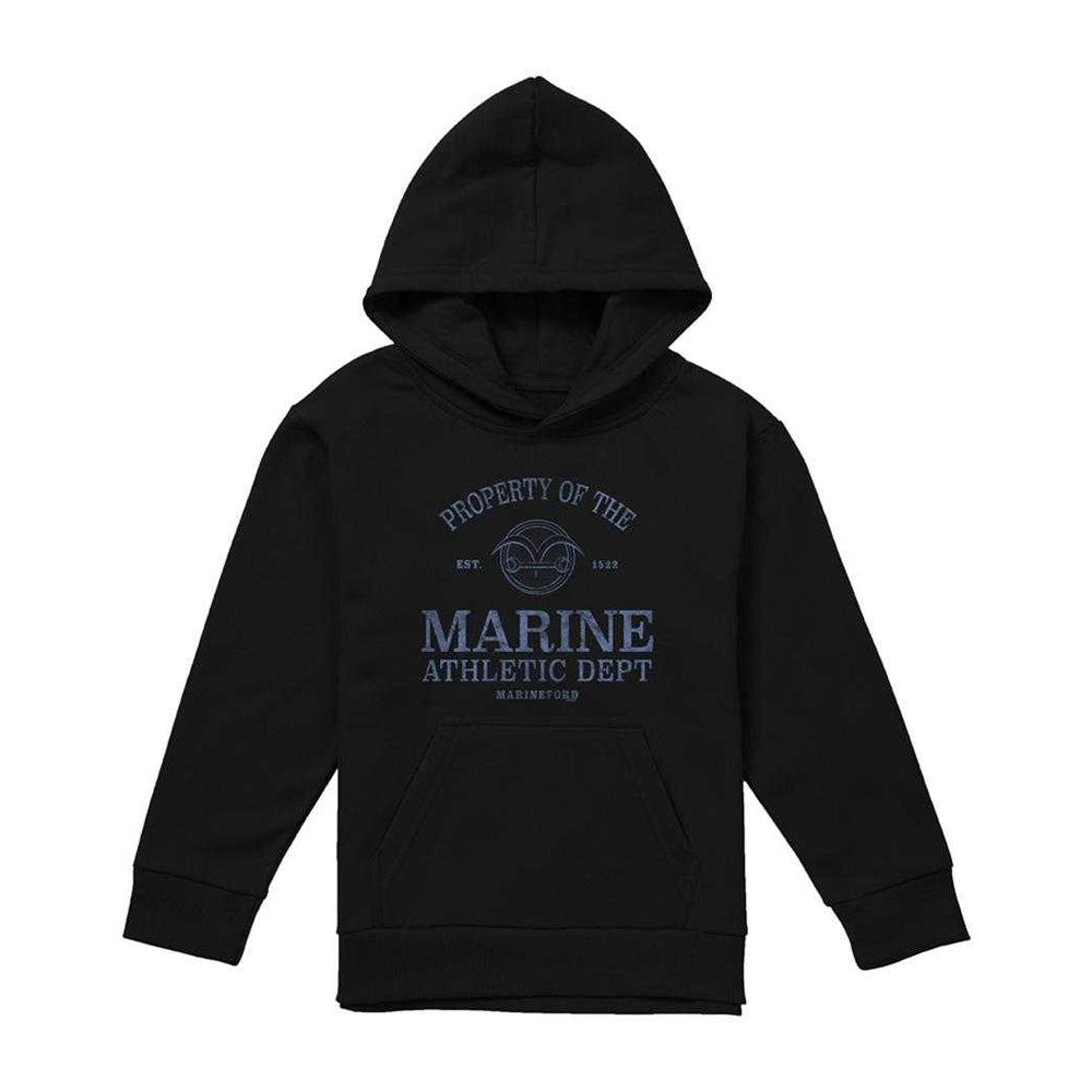 Black - Front - One Piece Childrens-Kids Marine Athletic Dept Hoodie