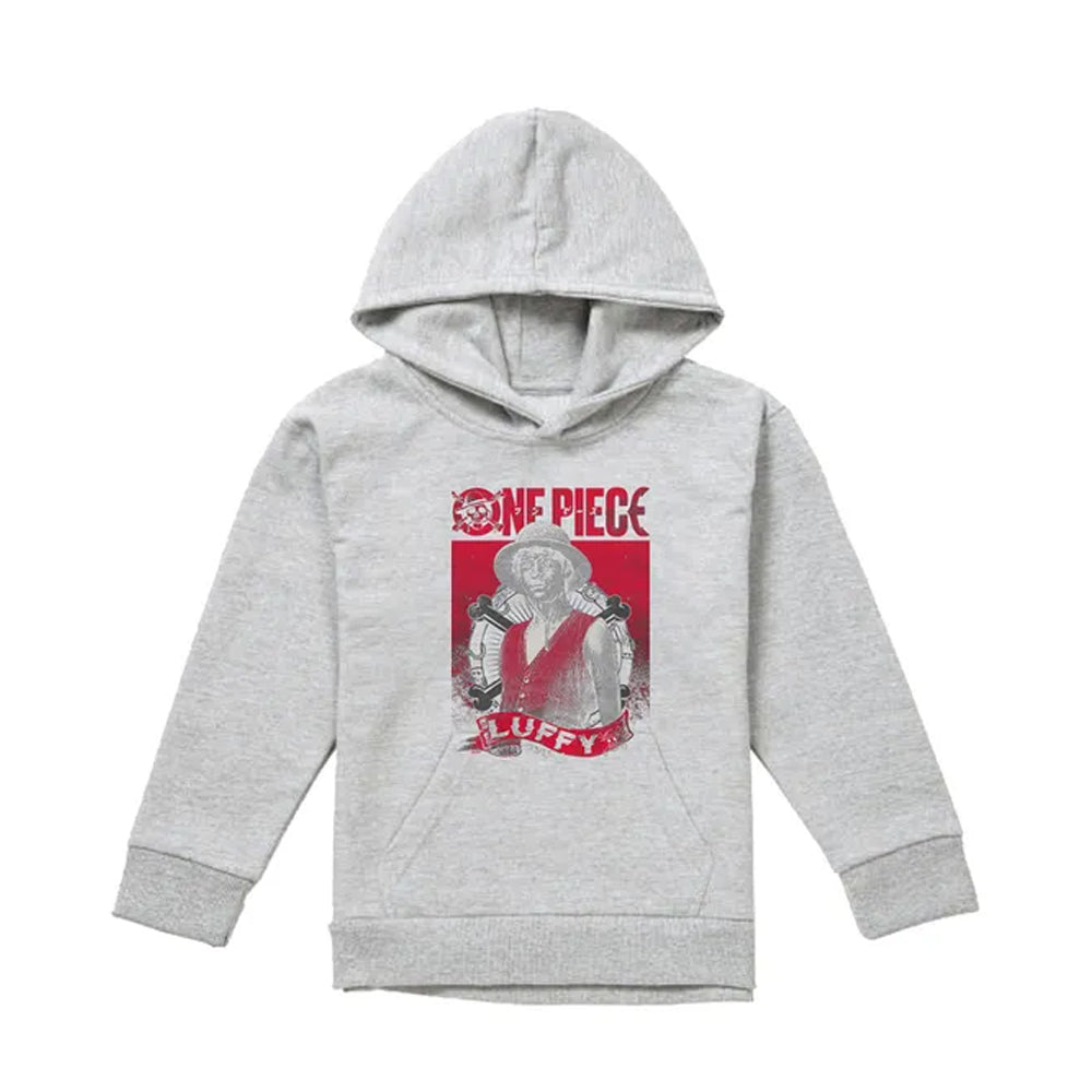 Athletic Heather - Front - One Piece Live Action Childrens-Kids Luffy Portrait Hoodie