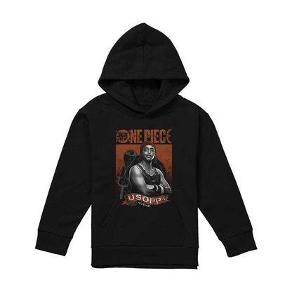 Black - Front - One Piece Live Action Childrens-Kids Usopp Portrait Hoodie