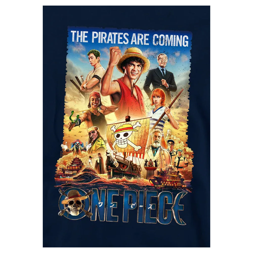 Navy - Side - One Piece Live Action Childrens-Kids The Pirates Are Coming Hoodie