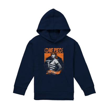 Navy - Front - One Piece Live Action Childrens-Kids Nami Portrait Hoodie