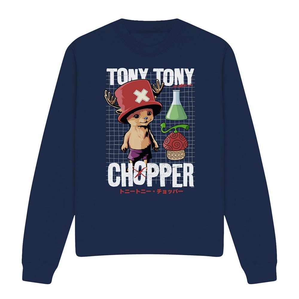 Navy - Front - One Piece Unisex Adult Tony Tony Chopper Schematic Sweatshirt