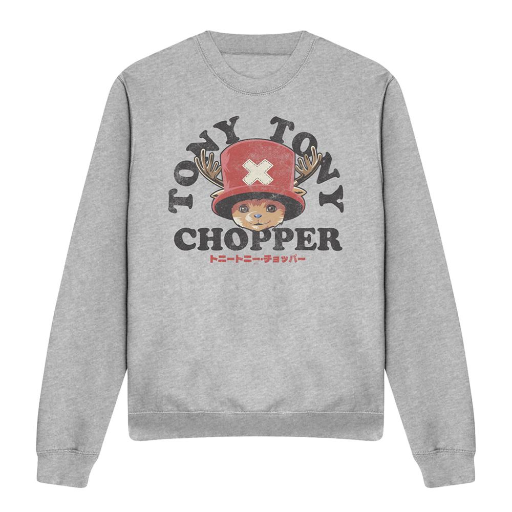 Heather Grey - Lifestyle - One Piece Unisex Adult Tony Tony Chopper Face Sweatshirt