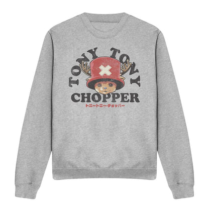 Heather Grey - Lifestyle - One Piece Unisex Adult Tony Tony Chopper Face Sweatshirt
