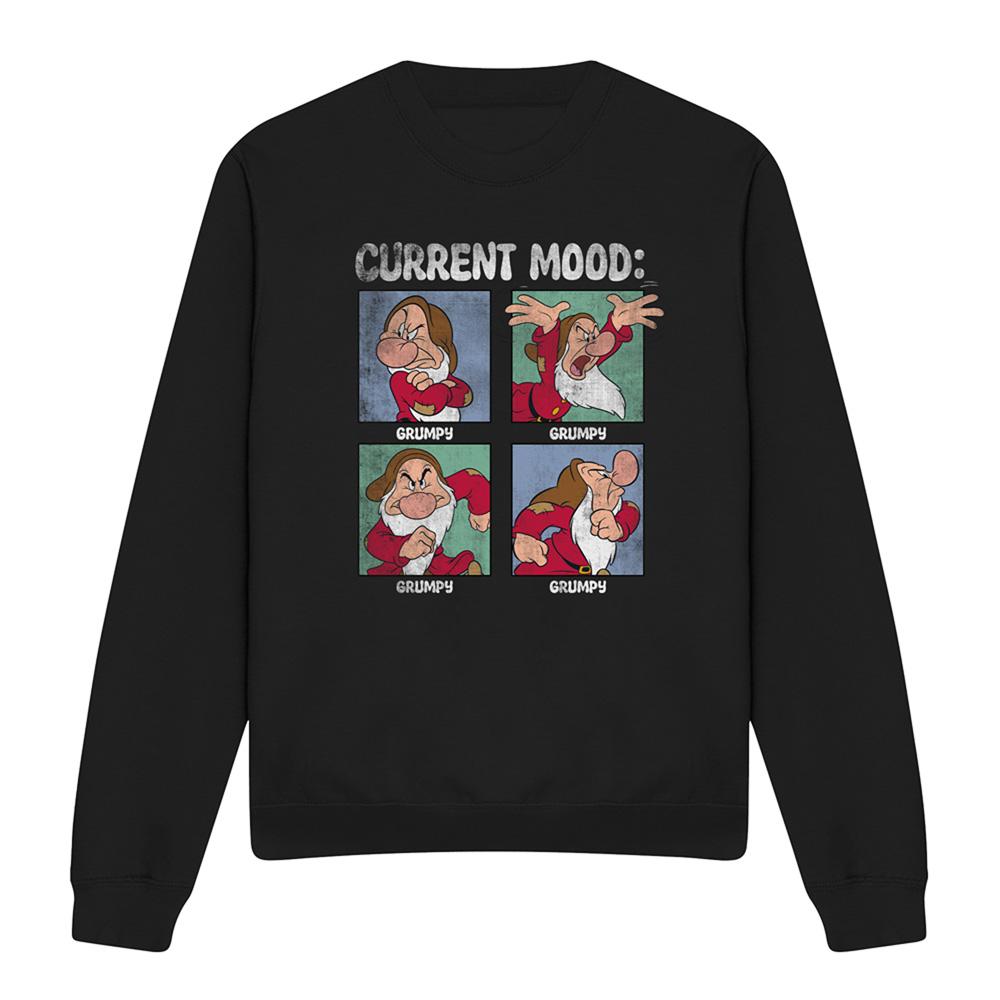 Black - Front - Snow White And The Seven Dwarfs Unisex Adult Current Mood Grumpy Dad Fathers Day Sweatshirt