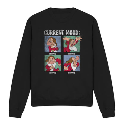 Black - Front - Snow White And The Seven Dwarfs Unisex Adult Current Mood Grumpy Dad Fathers Day Sweatshirt