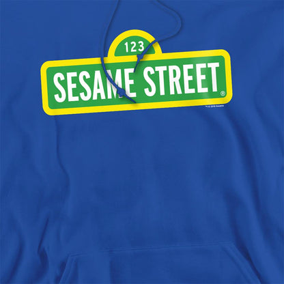 Royal Blue - Side - Sesame Street Unisex Adult Logo Hoodie