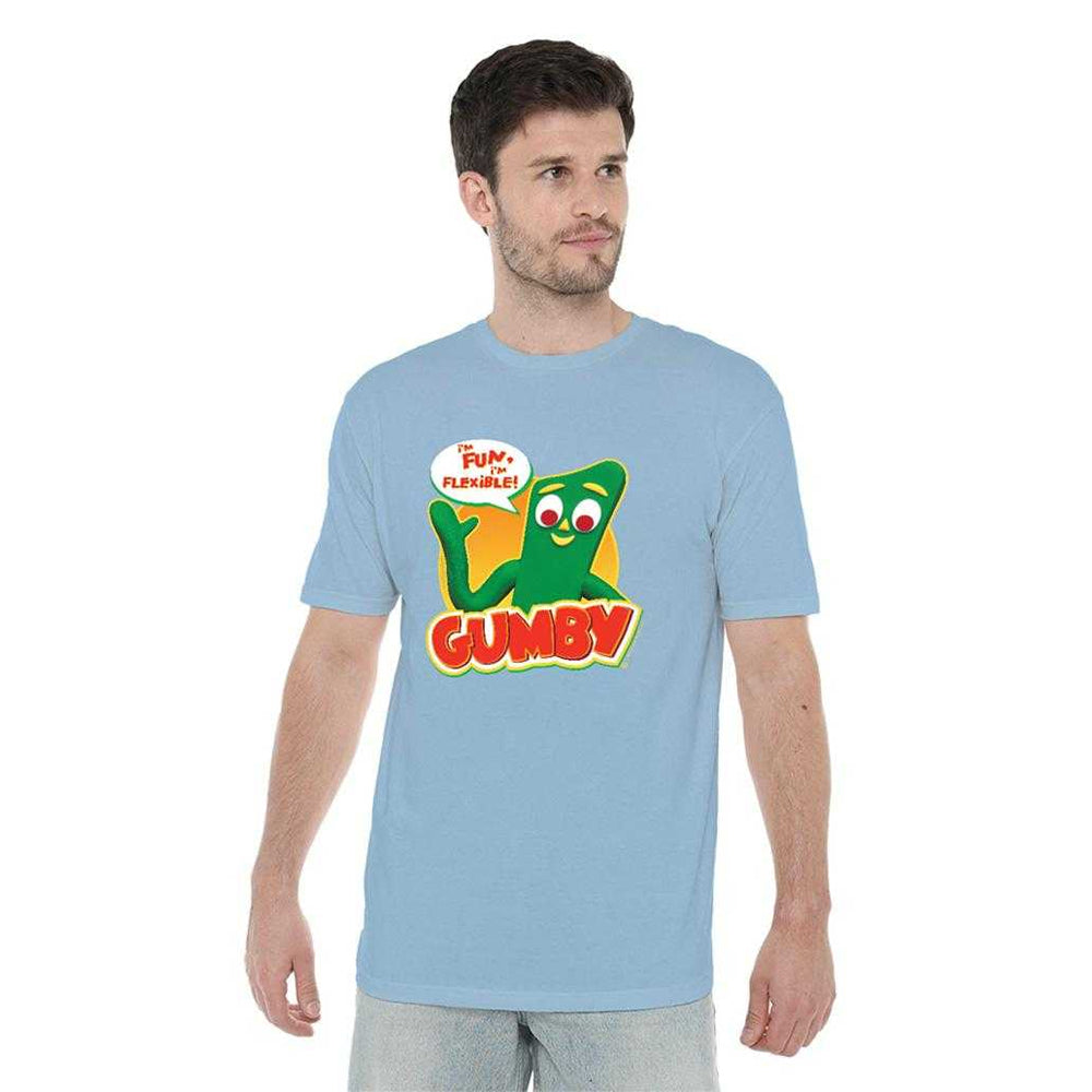 Light Blue - Lifestyle - Gumby Unisex Adult Fun & Flexible T-Shirt