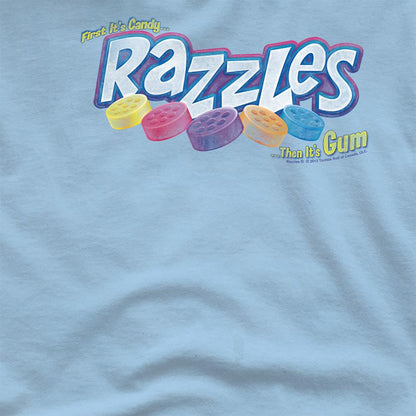 Light Blue - Pack Shot - Dubble Bubble Unisex Adult Distressed Logo T-Shirt