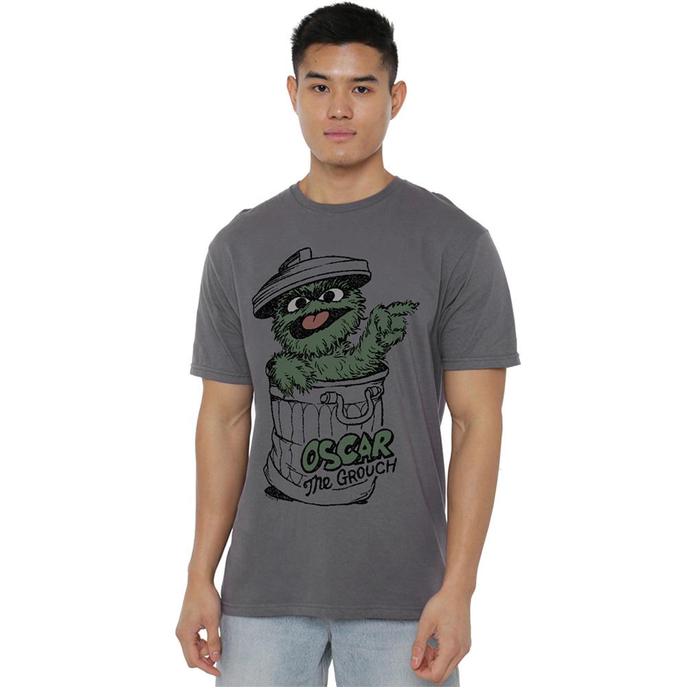 Charcoal - Side - Sesame Street Unisex Adult Oscar The Grouch T-Shirt