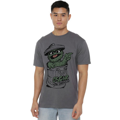 Charcoal - Side - Sesame Street Unisex Adult Oscar The Grouch T-Shirt