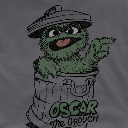 Charcoal - Pack Shot - Sesame Street Unisex Adult Oscar The Grouch T-Shirt