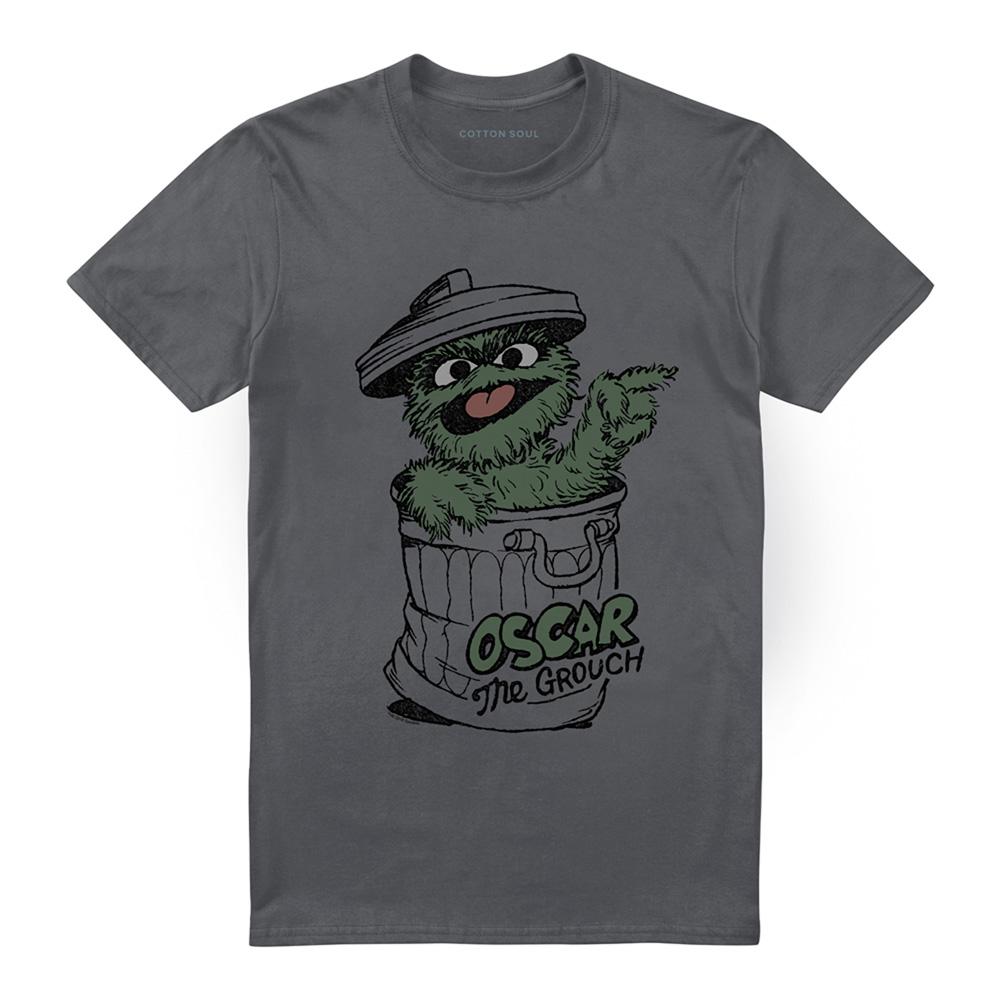 Charcoal - Front - Sesame Street Unisex Adult Oscar The Grouch T-Shirt