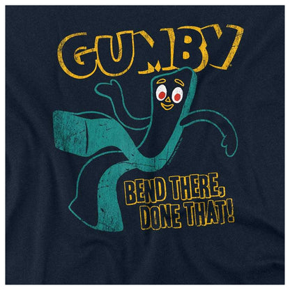 Navy - Side - Gumby Unisex Adult Bend There Done That T-Shirt