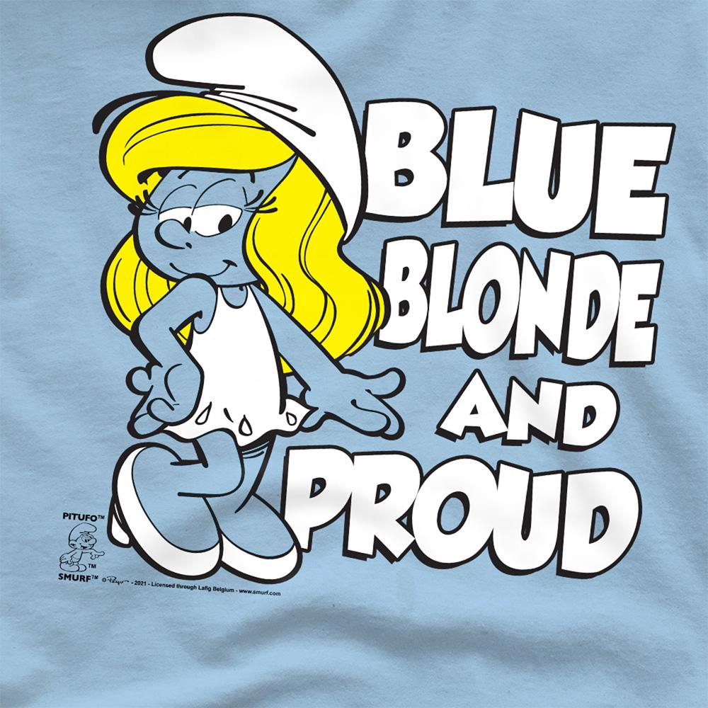 Light Blue - Side - The Smurfs Unisex Adult Blonde And Proud T-Shirt