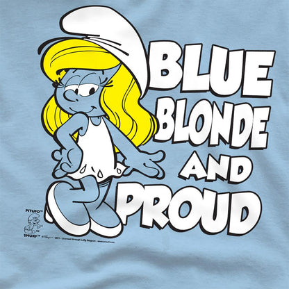 Light Blue - Side - The Smurfs Unisex Adult Blonde And Proud T-Shirt