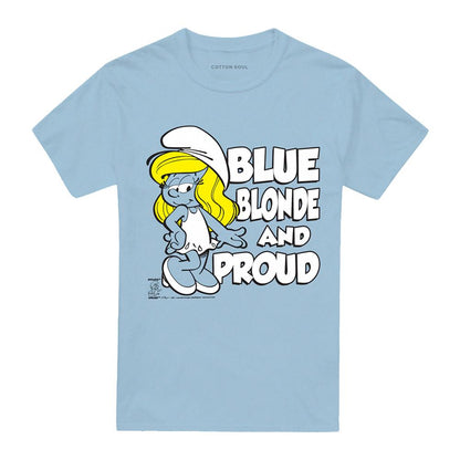 Light Blue - Front - The Smurfs Unisex Adult Blonde And Proud T-Shirt