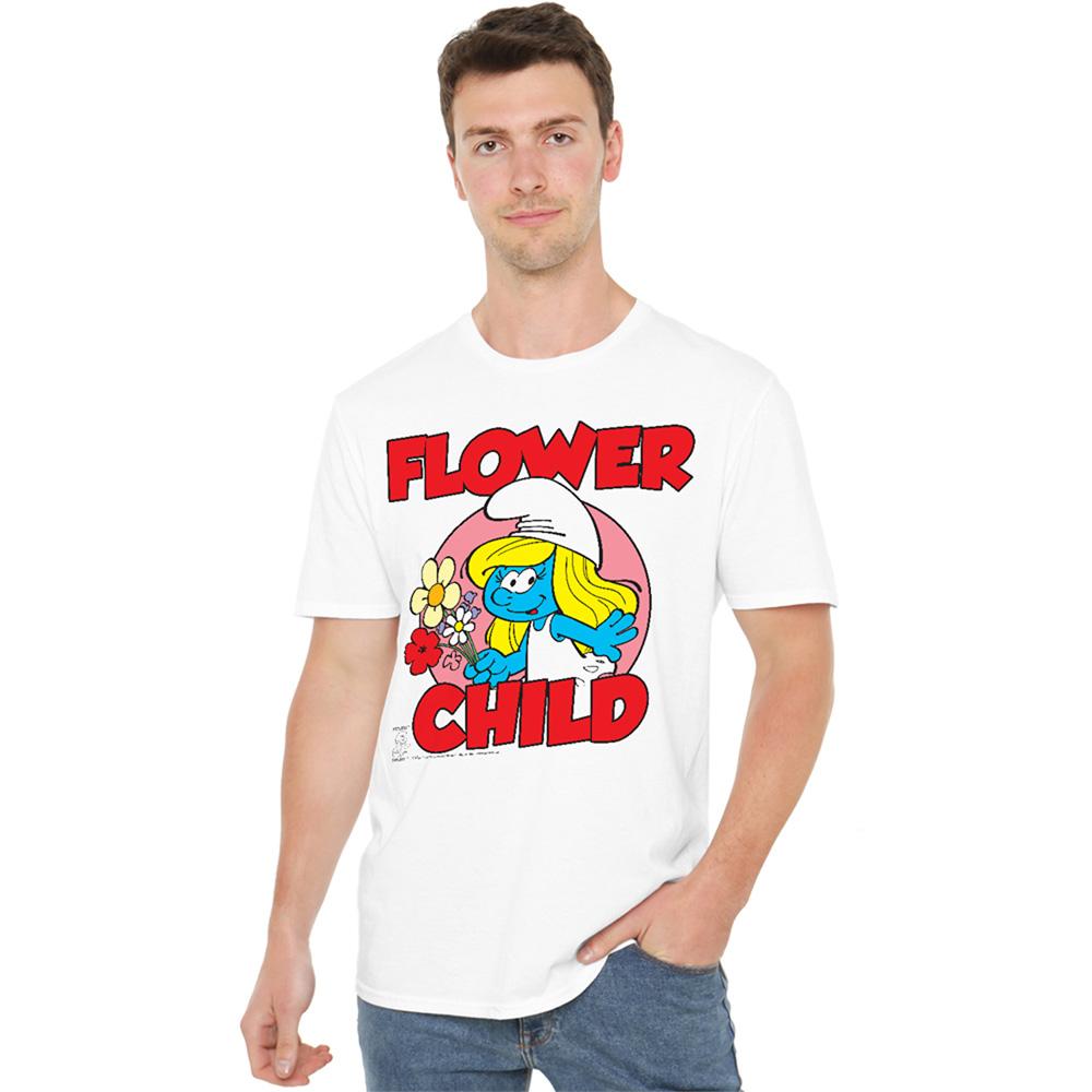 White - Lifestyle - The Smurfs Unisex Adult Child Flower T-Shirt