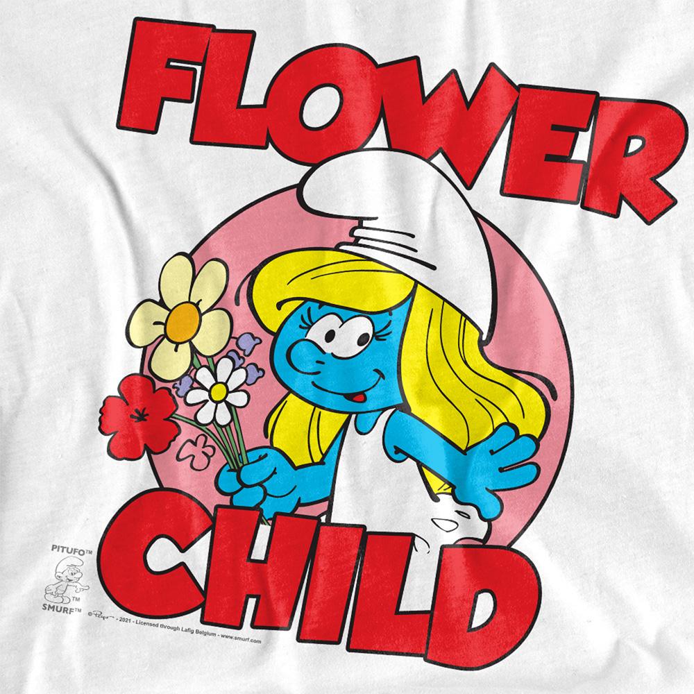 White - Side - The Smurfs Unisex Adult Child Flower T-Shirt