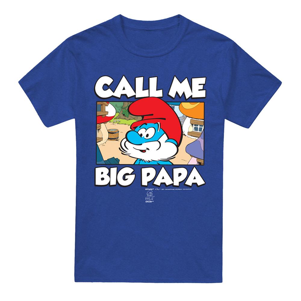 Dark Royal - Front - The Smurfs Unisex Adult Call Me Big Papa Smurf T-Shirt
