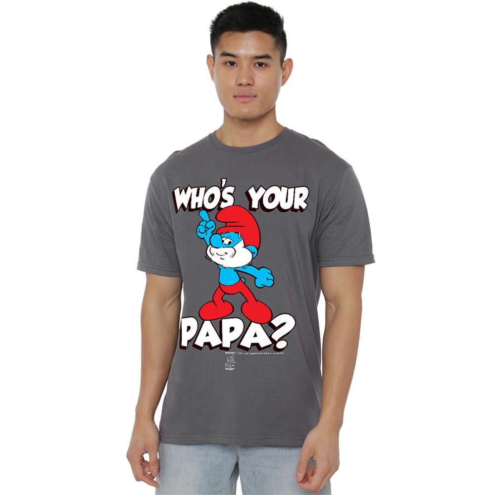 Charcoal - Lifestyle - The Smurfs Unisex Adult Who´S Your Papa Smurf T-Shirt