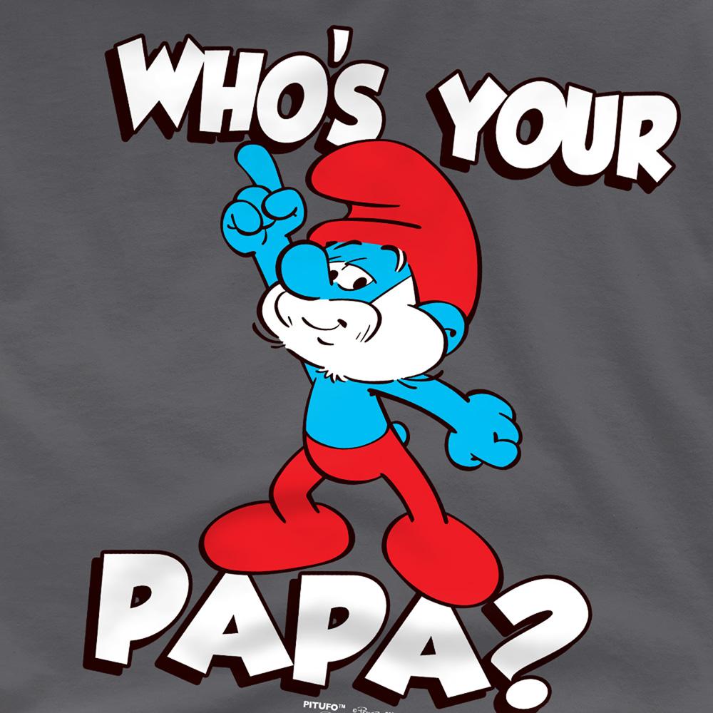 Charcoal - Side - The Smurfs Unisex Adult Who´S Your Papa Smurf T-Shirt
