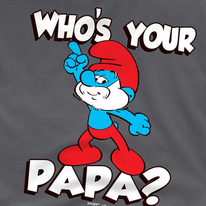 Charcoal - Side - The Smurfs Unisex Adult Who´S Your Papa Smurf T-Shirt
