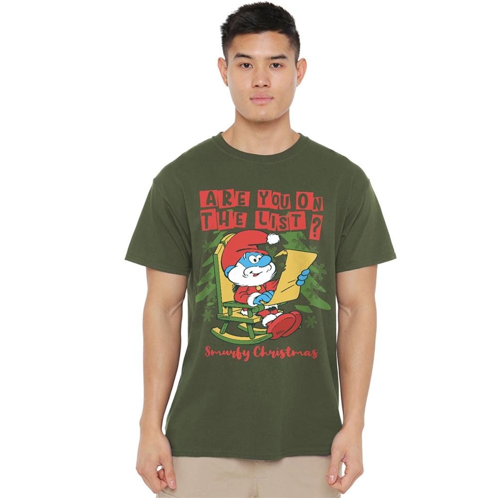 Military Green - Lifestyle - The Smurfs Unisex Adult Are You On The List Papa Smurf Christmas T-Shirt