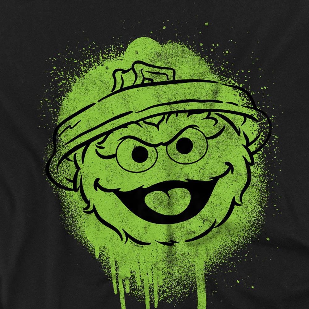 Black - Side - Sesame Street Unisex Adult Oscar The Grouch Graffiti T-Shirt