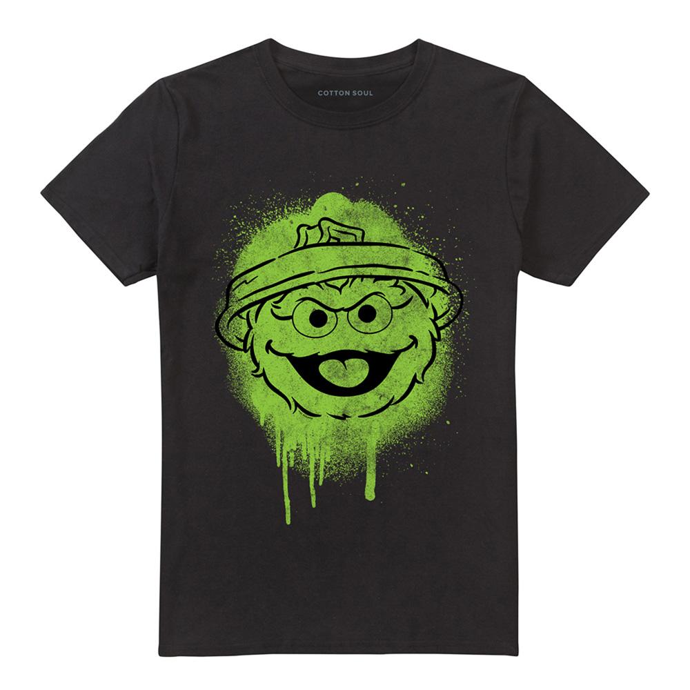 Black - Front - Sesame Street Unisex Adult Oscar The Grouch Graffiti T-Shirt