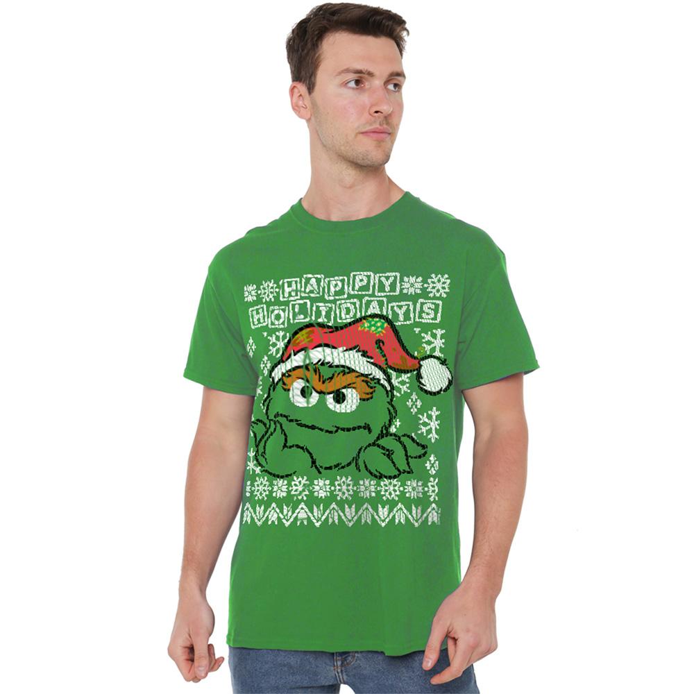 Kelly Green - Lifestyle - Sesame Street Unisex Adult Ugly Christmas Oscar The Grouch T-Shirt