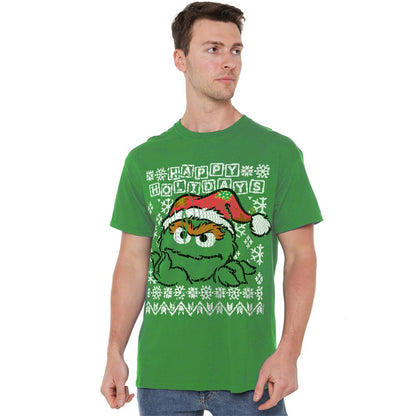 Kelly Green - Lifestyle - Sesame Street Unisex Adult Ugly Christmas Oscar The Grouch T-Shirt
