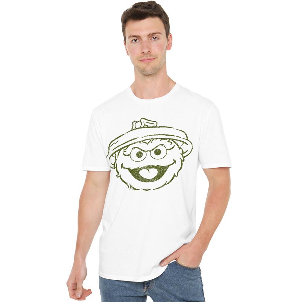 White - Back - Sesame Street Unisex Adult Oscar The Grouch Mono T-Shirt