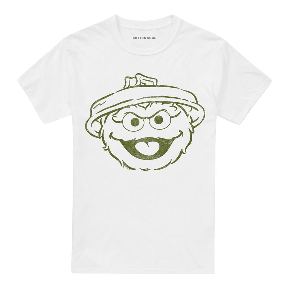 White - Front - Sesame Street Unisex Adult Oscar The Grouch Mono T-Shirt