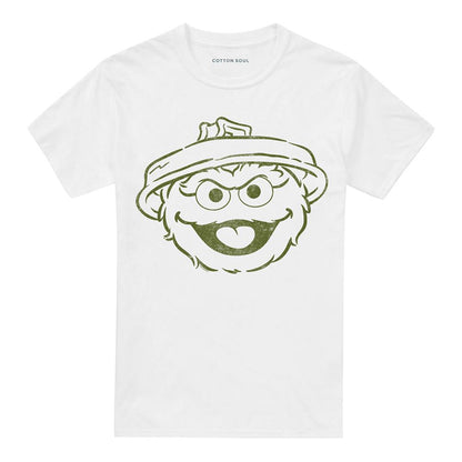 White - Front - Sesame Street Unisex Adult Oscar The Grouch Mono T-Shirt