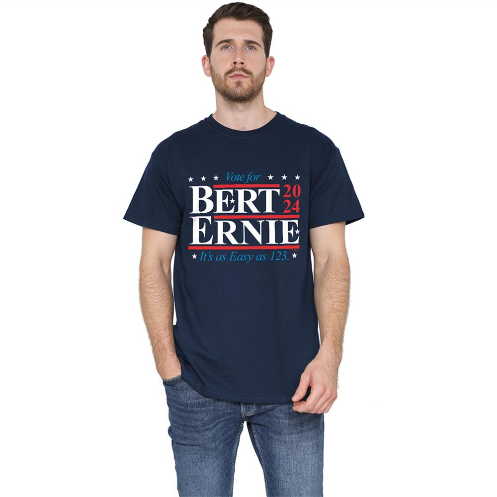 Navy - Back - Sesame Street Unisex Adult Bert Ernie For President 123 Vote T-Shirt