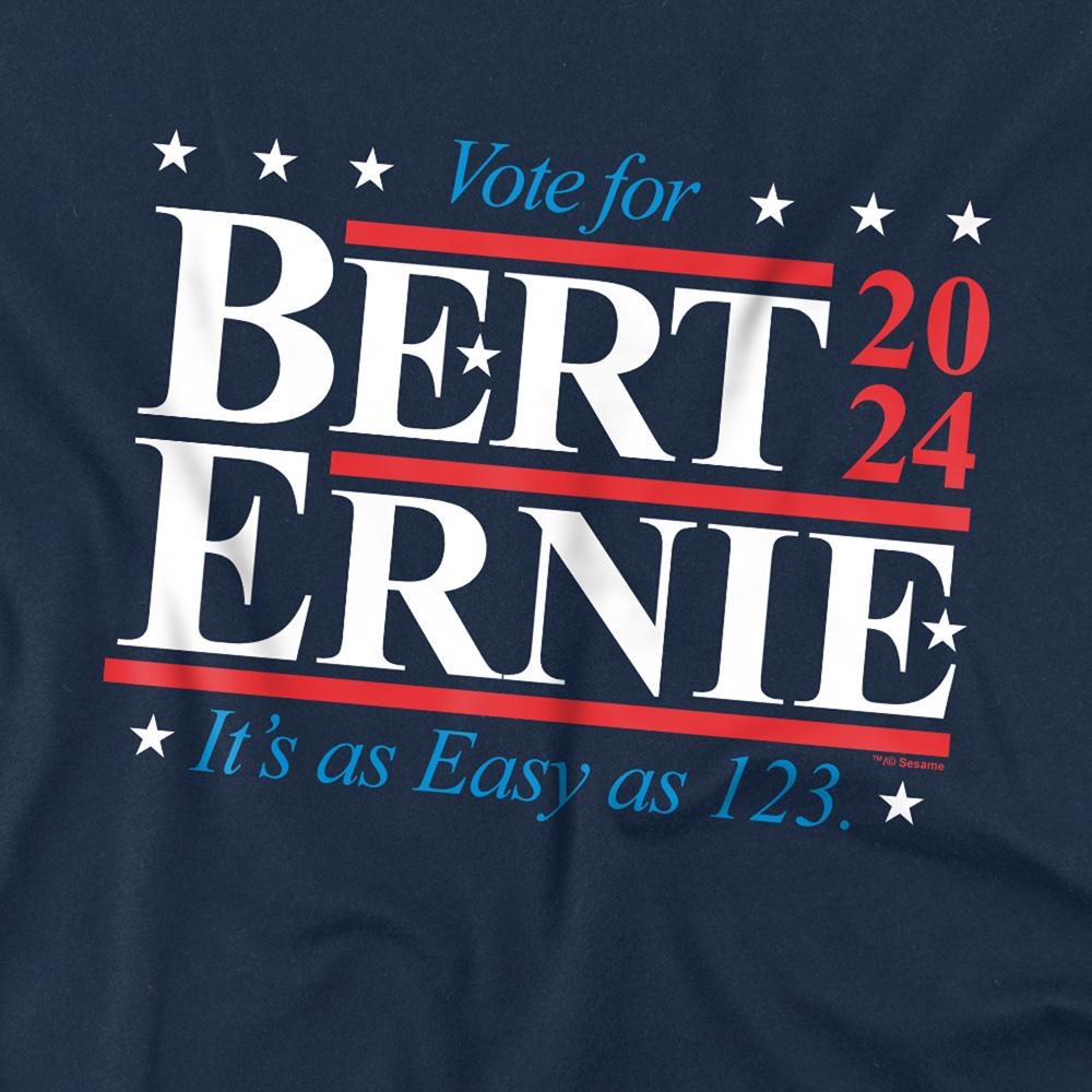 Navy - Side - Sesame Street Unisex Adult Bert Ernie For President 123 Vote T-Shirt