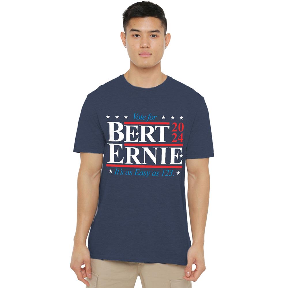 Navy - Back - Sesame Street Unisex Adult Bert Ernie For President 123 Vote Heather T-Shirt