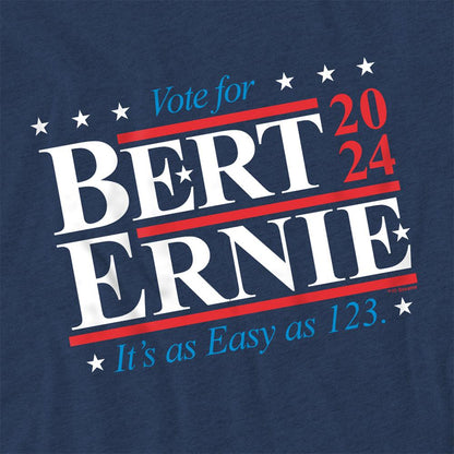 Navy - Side - Sesame Street Unisex Adult Bert Ernie For President 123 Vote Heather T-Shirt