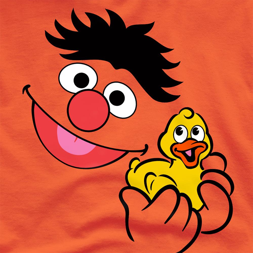 Orange - Side - Sesame Street Unisex Adult Holding Rubber Duckie Ernie T-Shirt