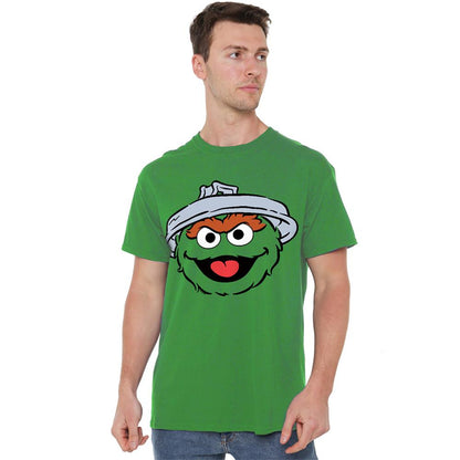Kelly Green - Back - Sesame Street Unisex Adult Oscar The Grouch Full Face T-Shirt