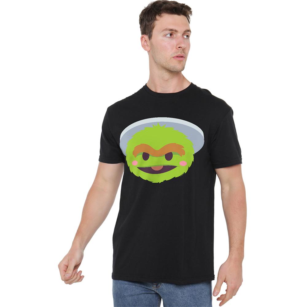 Black - Back - Sesame Street Unisex Adult Oscar The Grouch Kawaii Face T-Shirt