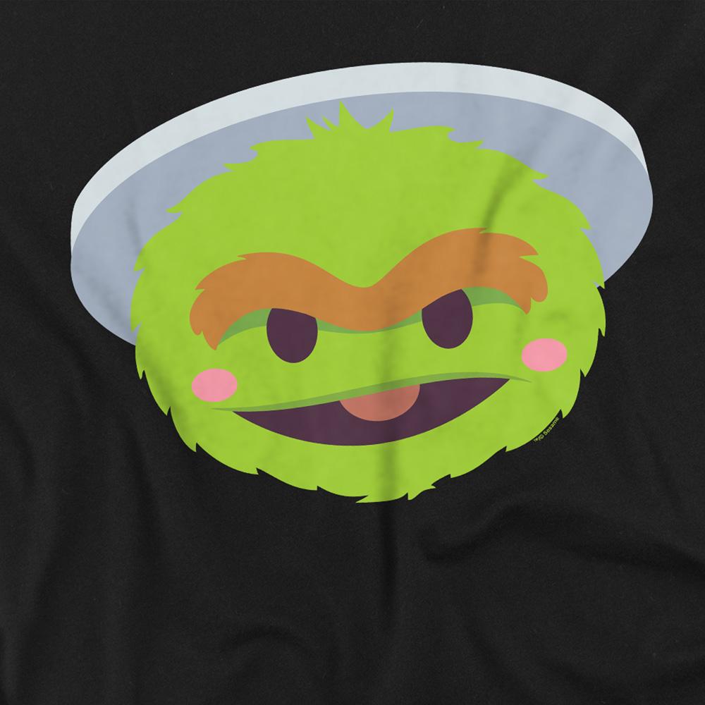 Black - Side - Sesame Street Unisex Adult Oscar The Grouch Kawaii Face T-Shirt