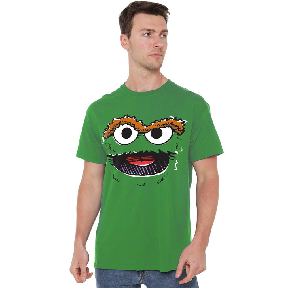 Kelly Green - Back - Sesame Street Unisex Adult Retro Oscar The Grouch Sketch T-Shirt
